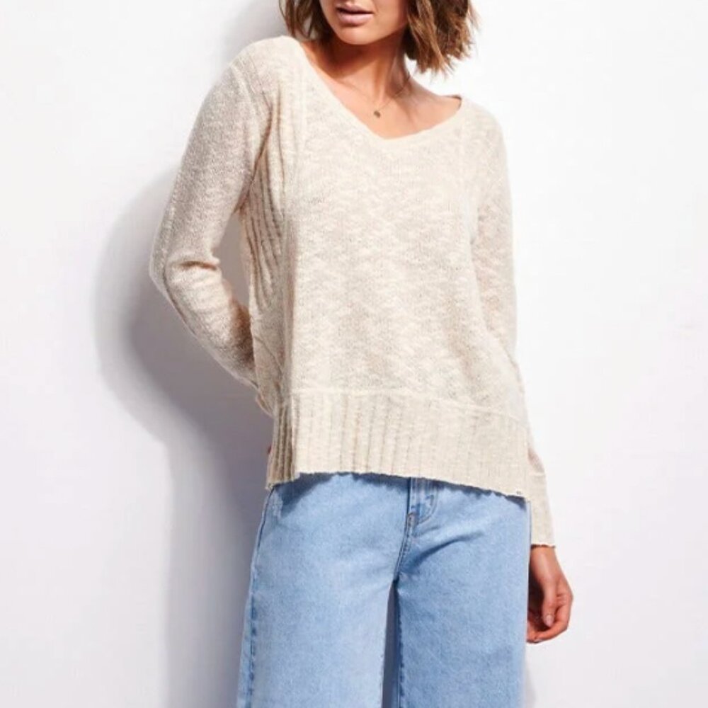 Rip Curl Womens V neck Pullover Sweater Size S Beachy Coastal Surfer Boho